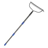 MIYA Gartenharke mit Stiel,Rechen,14 Zinken,Effiziente Gartengeräte,Gartenrechen für Bodenarbeiten,182CM