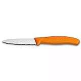Victorinox Küchenmesser 8 cm Swiss Classic, Extra scharfer Wellenschliff, Ergonomischer Griff, Spülmaschinengeeignet, orange