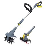 FANZTOOL 20V Motorhacke Mini-Bodenhacke Bodenkrümler Gartenhacke Kultivator mit 20cm Arbeitsbreite und leistungsstarkem 2,5Ah Li-Ion-Akku (Motorhacke+Rasentrimmer Set)