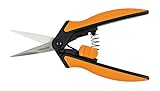 Fiskars Microtip Gartenschere SP13, Länge: 21,5 cm, Hochwertige Stahlklingen/Kunststoff Griff, Schwarz/Orange, Solid, 1051600