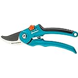 Gardena Gartenschere B/S-M: Stabile Rebenschere mit Bypass-Schneide für Pflanzen und frisches Holz bis 22 mm Durchmesser, mit Saftrille und Drahtabschneider, 2-stufige Grifföffnung (8857-20)