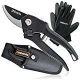Hinrichs Gartenschere im Set – Heckenschere inkl. Gürteltasche & Gartenhandschuhe – Baumschere für Äste, Wurzeln, Blumen – Astschere für Hobby-Gärtner und im Gartenbau - Garden Shears Gartenzange