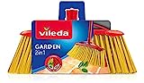 Vileda 2in1 Garden Outdoor-Besen mit Zwei Arten, Garten, für Laub, für Kiesel, recycelt, 17 x 37,5 x 5,5 cm, 386 g, Schwarz, Cyan, Magenta, Gelb