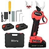 Akku Astschere,2 PCS Wiederaufladbarer 3000mAh Akku Baum Astschere,MAX 40mm Schnittdurchmesser Gartenschere Elektrisch mit 24V Akku Obstbaumschere Geeignet für Gärten, Äste, Blumenbeete