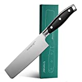linoroso Nakiri Messer 7 Zoll Japanisches Kochmesser Asiatisches Gemüsebeil Küchenmesser Deutsches Edelstahlmesser mit hohem Kohlenstoffgehalt und ergonomischem Griff für Küche und Restaurant