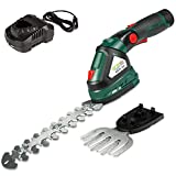 Akku-Grasschere Heckenschere Strauchschere Drucksprüher - inkl. 12V (2Ah) Li-Ionen Akku und 1h Schnellladegerät - Trimmen und Schneiden von Sträuchern, Rasenkante, Besprühen von Pflanzen (1 Akku)