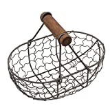 Angoily Eierkorb Draht Mit Holzgriff Eiersammelkorb Im Country-Vintage-Stil -Aufbewahrungskorb Draht Gemüsebehälter Zum Tragen Sammeln Von Hühnereiern