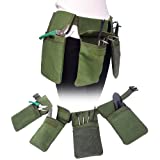 YGYQZ Gartengerätegürtel - Tragbar Gartenwerkzeug Tasche | Canvas Gartenwerkzeug Aufbewahrung Tasche mit 4 Separaten Taschen| Werkzeugtasche Gürtel Klein, Armeegrün
