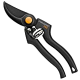 Fiskars Bypass-Gartenschere für frische Äste und Zweige, Antihaftbeschichtet, Hochwertige Stahl-Klingen, Länge: 22,5 cm, Schwarz/Orange, Pro, P90, 1001530