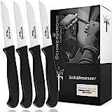 Schwertkrone 4er Set Gemüsemesser scharf Küchenmesser Schälmesser Made in Germany rostfrei 3' / Handabzug - Dünnschliff - superscharf - spülmaschinengeeignet