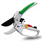GRÜNTEK Amboss Gartenschere KONDOR 200 mm, automatisch zugeschaltete Ratsche, bis Ø24 mm, SK5 Klinge, Aluminium-Griffe mit PVC Beschichtung, inkl. Ölschwamm und Schärfer