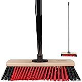 Hausfelder Straßenbesen 40 cm breit mit Stiel – extra lang und stabil – Gartenbesen, Besen mit Stiel draußen