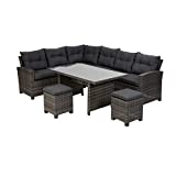 greemotion Lounge-Set Tessin, graues Gartenmöbel-Set aus Polyrattan, 5-tlg., 20.5 x 10.5 x 9 cm