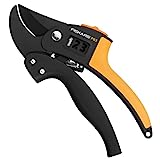 Fiskars Amboss-Gartenschere für trockene Zweige und Äste, Antihaftbeschichtet, Hochwertige Stahl-Klingen, Länge: 19 cm, Schwarz/Orange, PowerStep, P83, 1000575