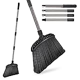 Masthome Besen mit Stiel,141 cm Straßenbesen,Gartenbesen Breite 35cm ,Effizient,Langlebig, Robuster kehrbesen mit langem stiel für Hof,Garage,Terrasse,Piazza,Straße-Schwarz