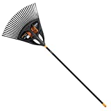 Fiskars Laubbesen, 27 Zinken, Breite: 65 cm, Kunststoff-Zinken/Aluminium-Stiel, Schwarz/Orange, XL, Solid, 1015645