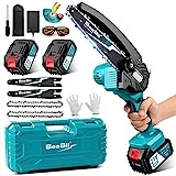 Mini Kettensäge mit Akku 2x4000mAh, Seesii 6 Zoll Mini Kettensäge Elektro mit Automatischer Öler und 2 Akku 4000mAh, Handkettensäge Akku für Gartenscheren Astschere Holzschneidenz, CH600+