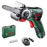 Bosch Home and Garden Akku Säge EasyCut 12 (1 Akku, NanoBlade Technologie, 12 Volt System, im Koffer), Schwarz, Grün, Rot