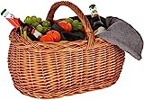 KOTARBAU® Henkelkorb Weidengeflecht für Einkauf in Naturfarbe Geräumig und Komfortabel