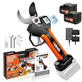 Schnurlose elektrische Baumschere 40MM, Kebtek Professionelle Baumschere Batteriebetriebener 18V Bürstenloser Motor 2Pack 2AH Wiederaufladbare Lithium Batterie-LCD Display Bildschirm (KT940 Set)