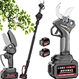 TURKAS Elektrische Gartenschere Teleskop, Akku Astschere, Professionelle Wiederaufladbar Abzweig Schneider, 50 Mm Schnittdurchmesser, Schnittschere Mit LED-Anzeige 2 Pack 4899800mAh Lithium-Batterien