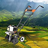 ZJDYDY 1,3 kW Akku-Motorhacke mit Benzinmotor, Gartenfräse/Kultivator mit 4 Klingen, Motorfräse, Rasenvertikutierer, für Gartenrasen, Bodenlockerung